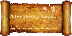 Mihálkovics Hippolita névjegykártya